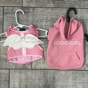 Pink Dog Hoodie and Angel Wing Vest XS-S